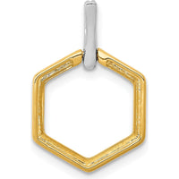 14K Two-Tone Gold Fancy Hexagon Pendant with Round Diamonds - 1/20 Carat Total Diamond Weight by Monteluci Fine Jewelry