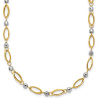 14K Two-Tone Gold Fancy Oval Link and Mirror Bead 18" Necklace - Polished Finish by 0
