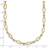 14K Two-Tone Gold Fancy Oval Link and Mirror Bead 18" Necklace - Polished Finish by 0