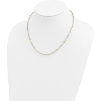 14K Two-Tone Gold Fancy Oval Link and Mirror Bead 18" Necklace - Polished Finish by 0