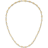 14K Two-Tone Gold Fancy Oval Link and Mirror Bead 18" Necklace - Polished Finish by 0