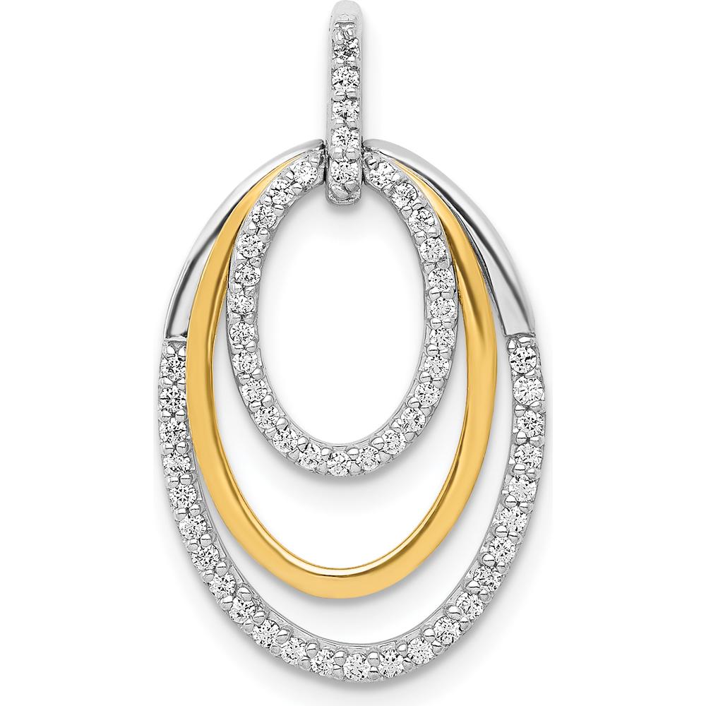 14K Two-Tone Gold Fancy Triple Oval Pendant with Round Diamonds - 0.25 Carat Total Diamond Weight by Monteluci Fine Jewelry