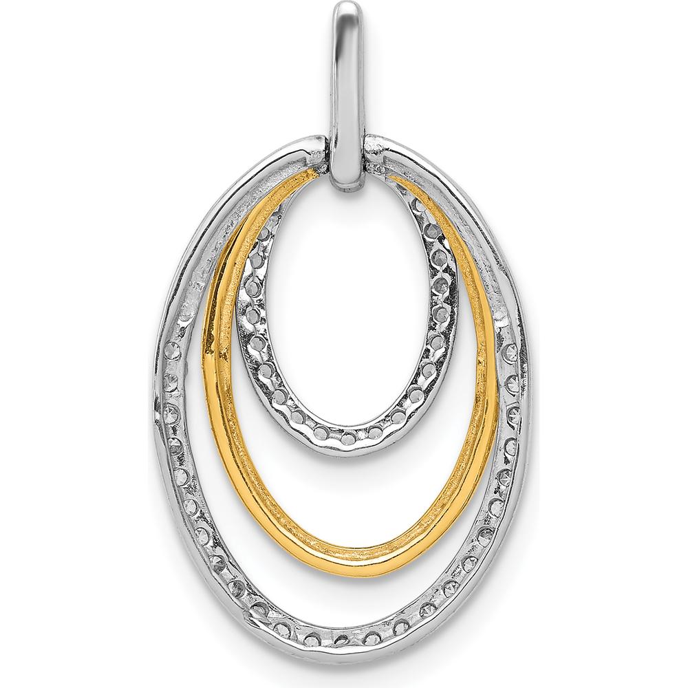 14K Two-Tone Gold Fancy Triple Oval Pendant with Round Diamonds - 0.25 Carat Total Diamond Weight by Monteluci Fine Jewelry