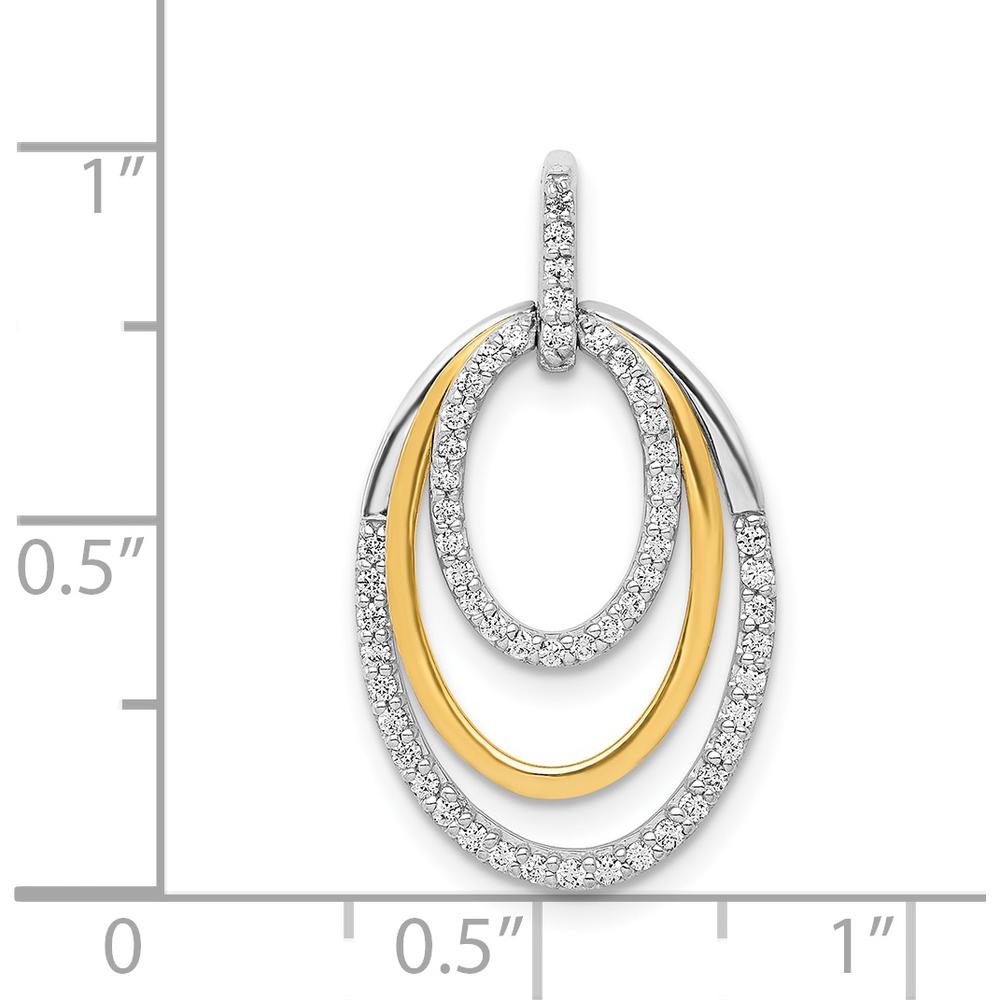 14K Two-Tone Gold Fancy Triple Oval Pendant with Round Diamonds - 0.25 Carat Total Diamond Weight by Monteluci Fine Jewelry