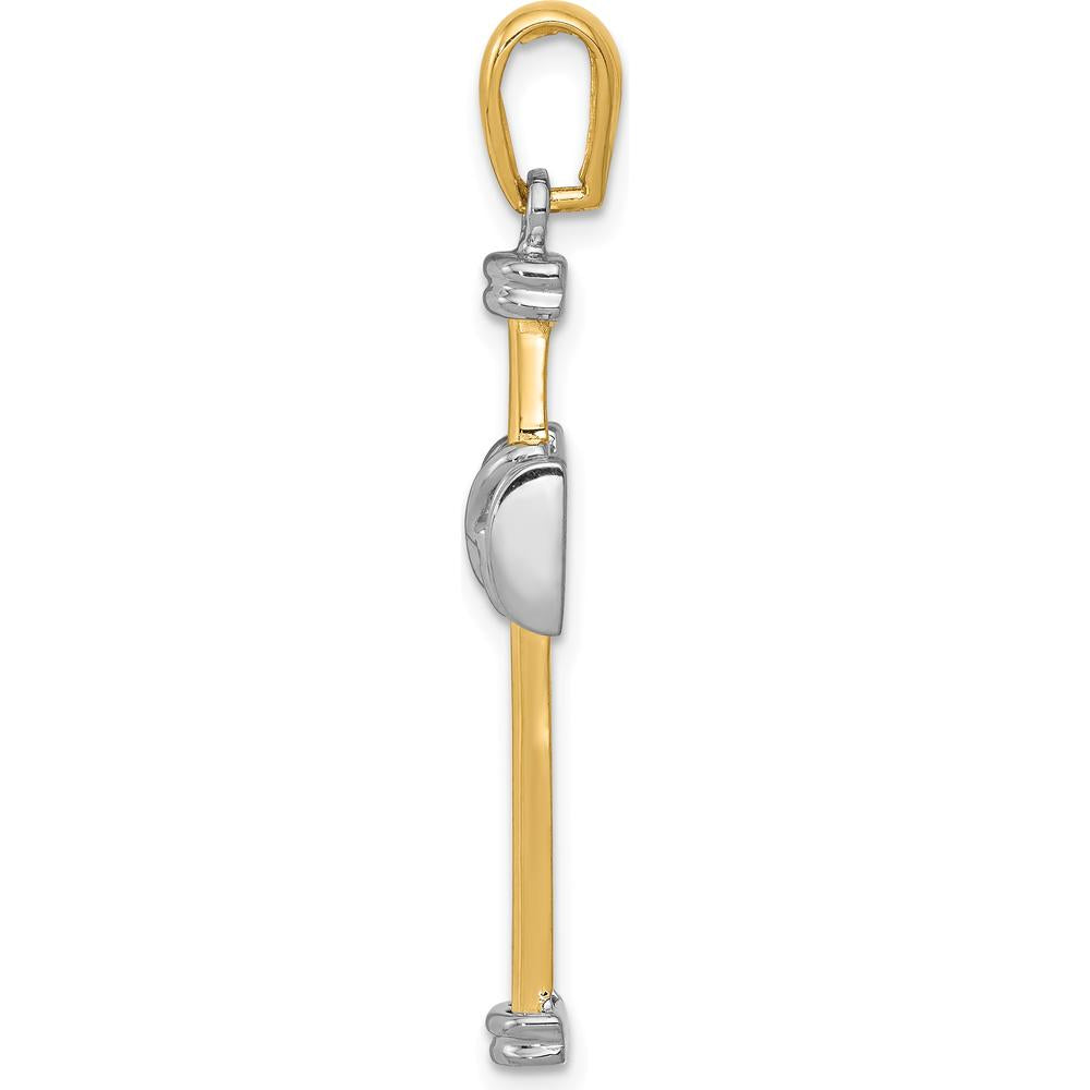 14K Two-Tone Gold Fancy X Cross Pendant with Textured Detail - Polished Finish by Oro Pregiato