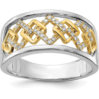 14K Two-Tone Gold Fashion Ring with Prong-Set Round Diamonds - 0.004 Carat Total Diamond Weight by 0
