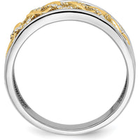 14K Two-Tone Gold Fashion Ring with Prong-Set Round Diamonds - 0.004 Carat Total Diamond Weight by 0