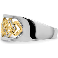 14K Two-Tone Gold Fashion Ring with Prong-Set Round Diamonds - 0.004 Carat Total Diamond Weight by 0
