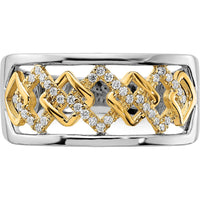 14K Two-Tone Gold Fashion Ring with Prong-Set Round Diamonds - 0.004 Carat Total Diamond Weight by 0