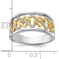 14K Two-Tone Gold Fashion Ring with Prong-Set Round Diamonds - 0.004 Carat Total Diamond Weight by 0