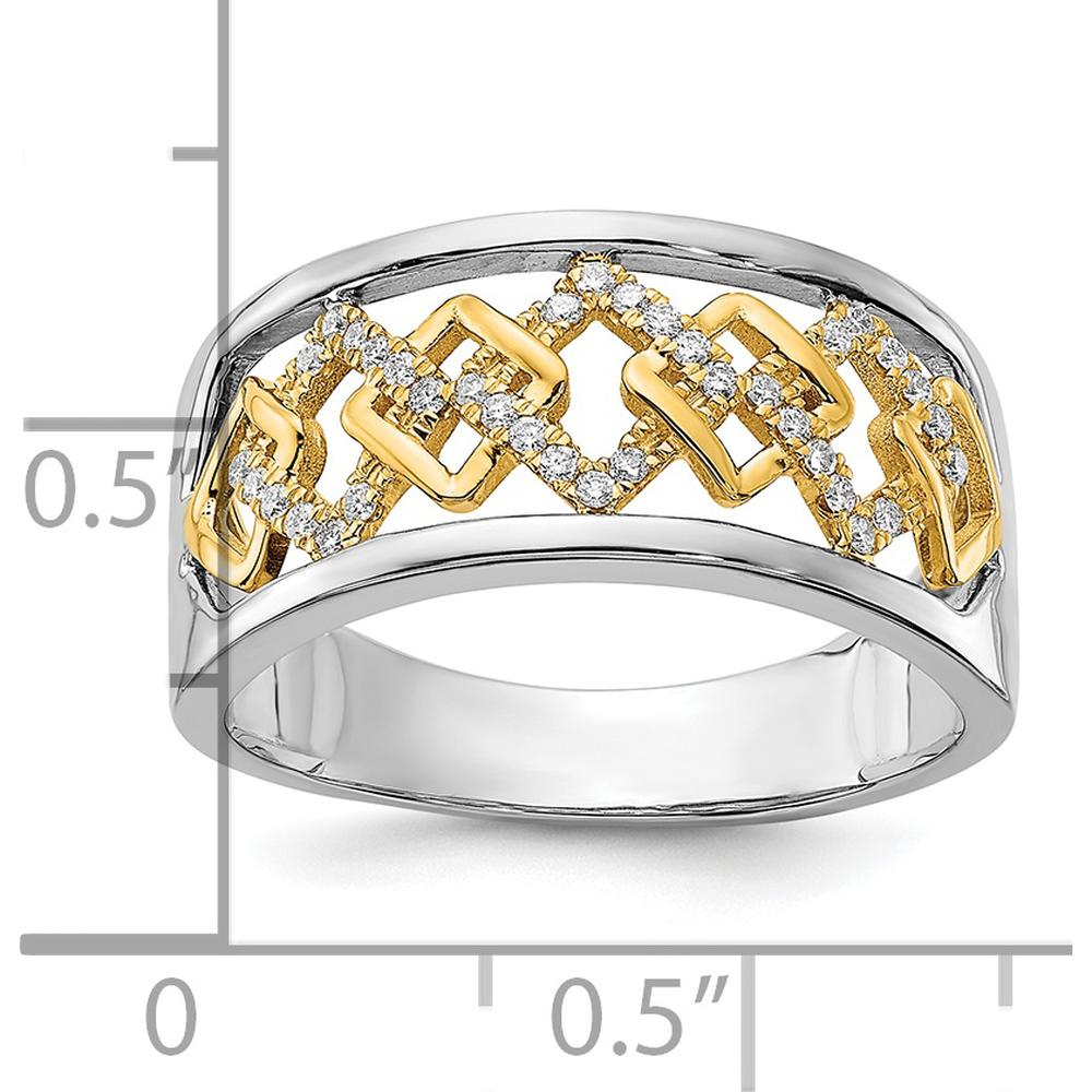 14K Two-Tone Gold Fashion Ring with Prong-Set Round Diamonds - 0.004 Carat Total Diamond Weight by 0
