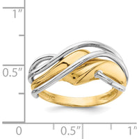 14K Two-Tone Gold Fashion Wave Ring with Polished Finish - Modern Contemporary Design by Oro Pregiato