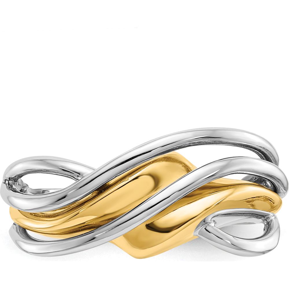 14K Two-Tone Gold Fashion Wave Ring with Polished Finish - Modern Contemporary Design by Oro Pregiato