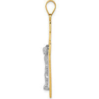 14K Two-Tone Gold Filigree Crucifix Pendant with Diamond-Cut Detailing - 46mm Length by Oro Pregiato
