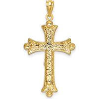 14K Two-Tone Gold Florentine Crucifix Pendant - 33mm Length by Oro Pregiato