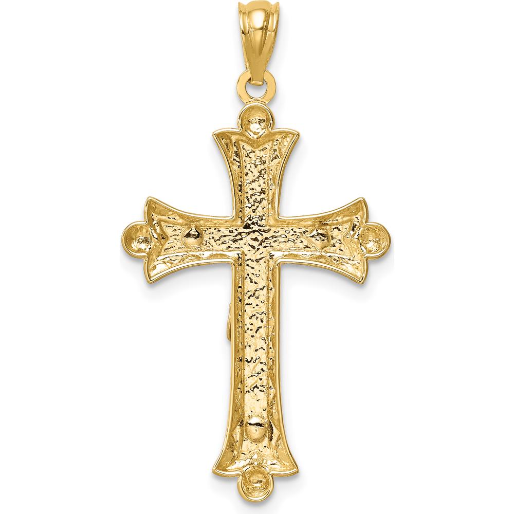 14K Two-Tone Gold Florentine Crucifix Pendant - 33mm Length by Oro Pregiato