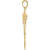 14K Two-Tone Gold Flower and Leaf Charm Holder Pendant - Elegant Nature-Inspired Design by Oro Pregiato