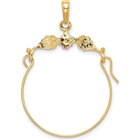 14K Two-Tone Gold Flower and Leaf Charm Holder Pendant - Elegant Nature-Inspired Design by Oro Pregiato