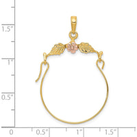 14K Two-Tone Gold Flower and Leaf Charm Holder Pendant - Elegant Nature-Inspired Design by Oro Pregiato