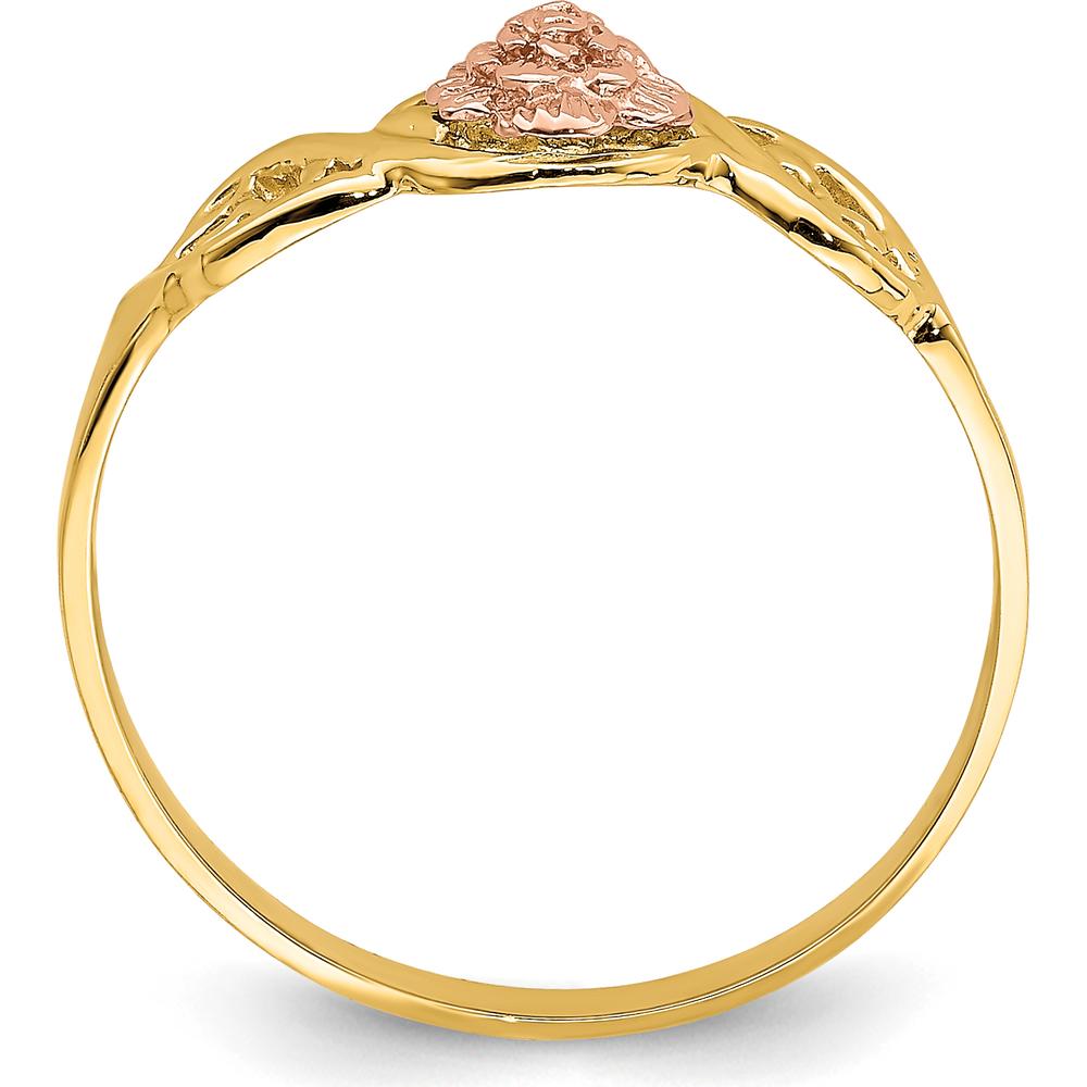14K Two-Tone Gold Flower Ring with Detailed Petal Design by 0
