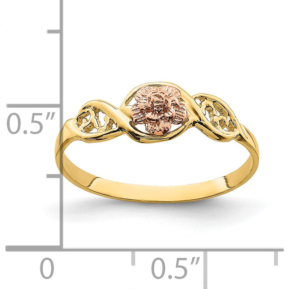 14K Two-Tone Gold Flower Ring with Detailed Petal Design by 0