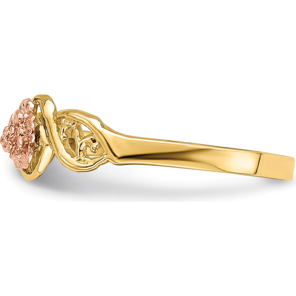14K Two-Tone Gold Flower Ring with Detailed Petal Design by 0