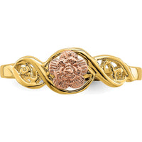 14K Two-Tone Gold Flower Ring with Detailed Petal Design by 0