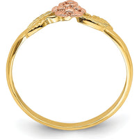 14K Two-Tone Gold Flower Ring with Diamond-Cut Leaves by 0