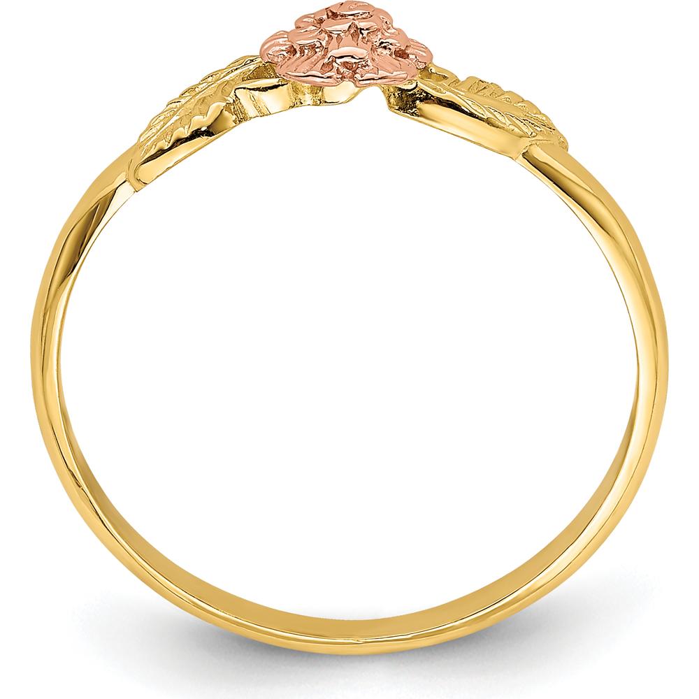 14K Two-Tone Gold Flower Ring with Diamond-Cut Leaves by 0