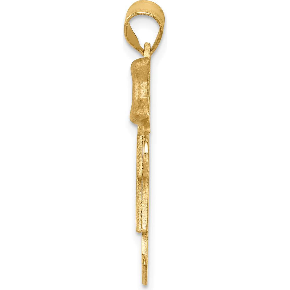 14K Two-Tone Gold Girl with Bow Engravable Charm - 30mm x 20mm by Oro Pregiato