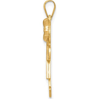 14K Two-Tone Gold Girl with Bow Pendant - 30mm Length by Oro Pregiato