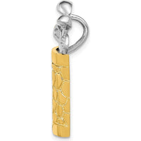 14K Two-Tone Gold Golf Bag with Clubs Pendant - Polished Finish, Textured Design