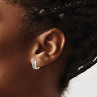14K Two-Tone Gold Greek Key Hinged Hoop Earrings by 0