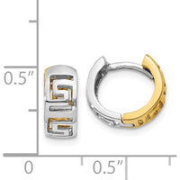 14K Two-Tone Gold Greek Key Hinged Hoop Earrings by 0
