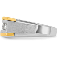 14K Two-Tone Gold Grooved Square 5-Stone Ring for Men by IBGoodman