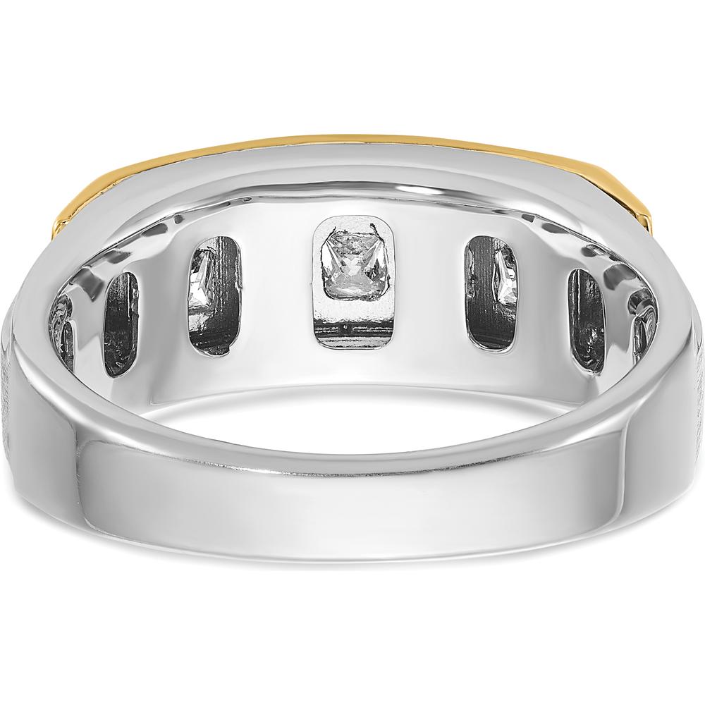 14K Two-Tone Gold Grooved Square 5-Stone Ring for Men by IBGoodman
