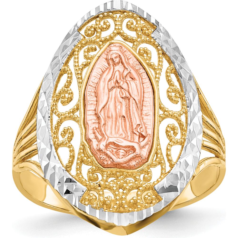 14K Two-Tone Gold Guadalupe Filigree Ring with White Rhodium Detailing by Oro Pregiato