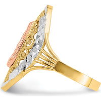 14K Two-Tone Gold Guadalupe Filigree Ring with White Rhodium Detailing by Oro Pregiato