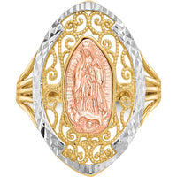 14K Two-Tone Gold Guadalupe Filigree Ring with White Rhodium Detailing by Oro Pregiato