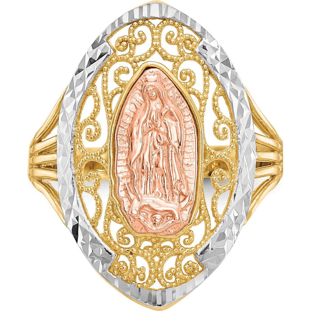 14K Two-Tone Gold Guadalupe Filigree Ring with White Rhodium Detailing by Oro Pregiato