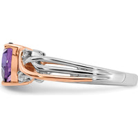 14K Two-Tone Gold Heart Amethyst and Diamond Ring - 1.082 Carat Amethyst, 0.02 Carat Total Diamond Weight by 0