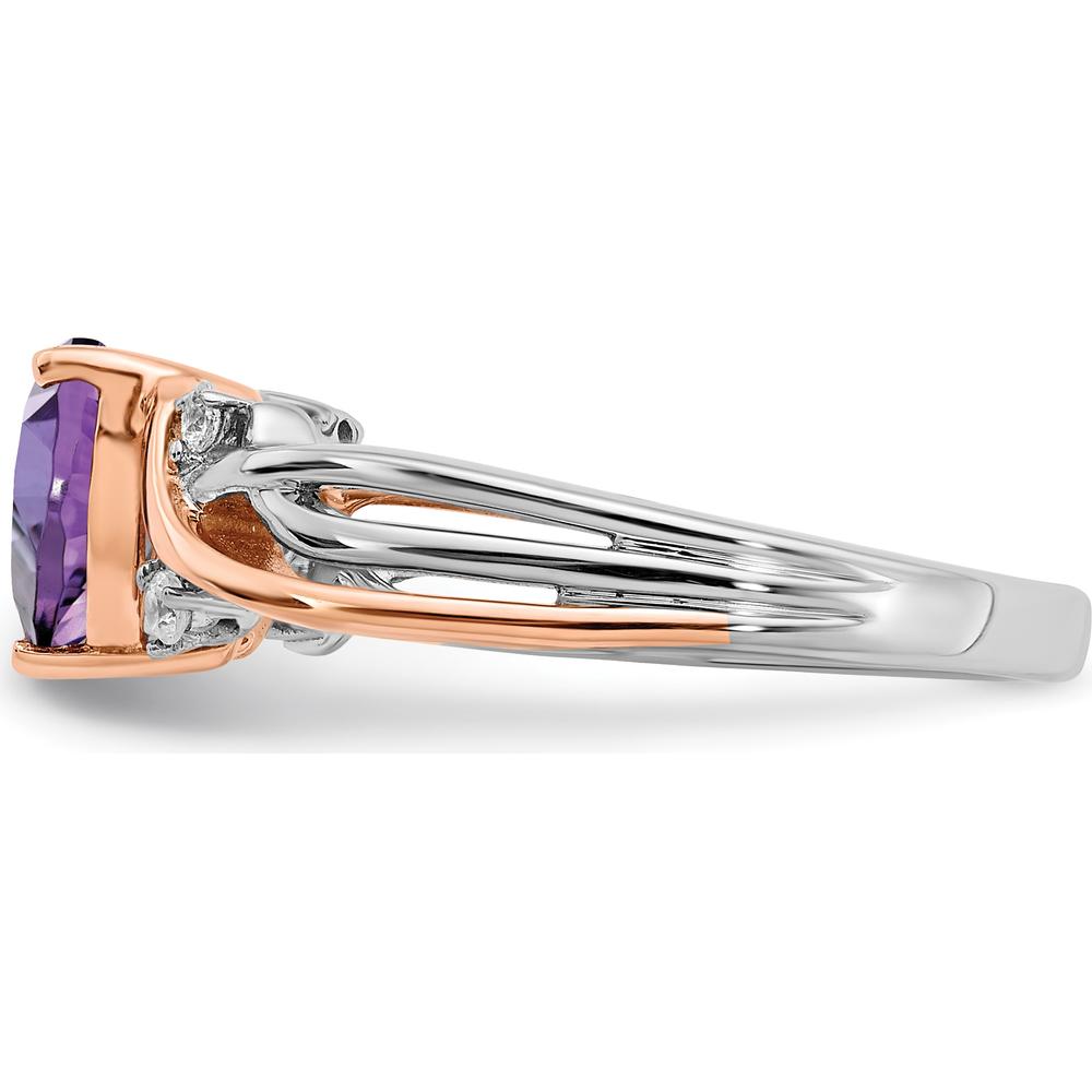 14K Two-Tone Gold Heart Amethyst and Diamond Ring - 1.082 Carat Amethyst, 0.02 Carat Total Diamond Weight by 0