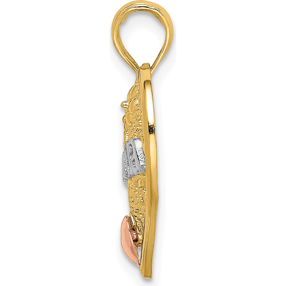14K Two-Tone Gold Heart Filigree Pendant with White Rhodium "Grandma" Engraving by Oro Pregiato