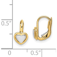 14K Two-Tone Gold Heart Hoop Earrings for Girls - Polished Finish, Drop Design by Oro Pregiato