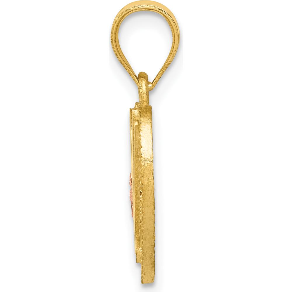 14K Two-Tone Gold Heart Initial "W" Pendant with Diamond-Cut Finish by Oro Pregiato
