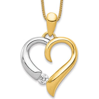 14K Two-Tone Gold Heart Pendant with 0.09 Carat Round Diamond - Polished Finish by Monteluci Fine Jewelry