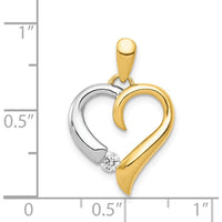 14K Two-Tone Gold Heart Pendant with 0.09 Carat Round Diamond - Polished Finish by Monteluci Fine Jewelry