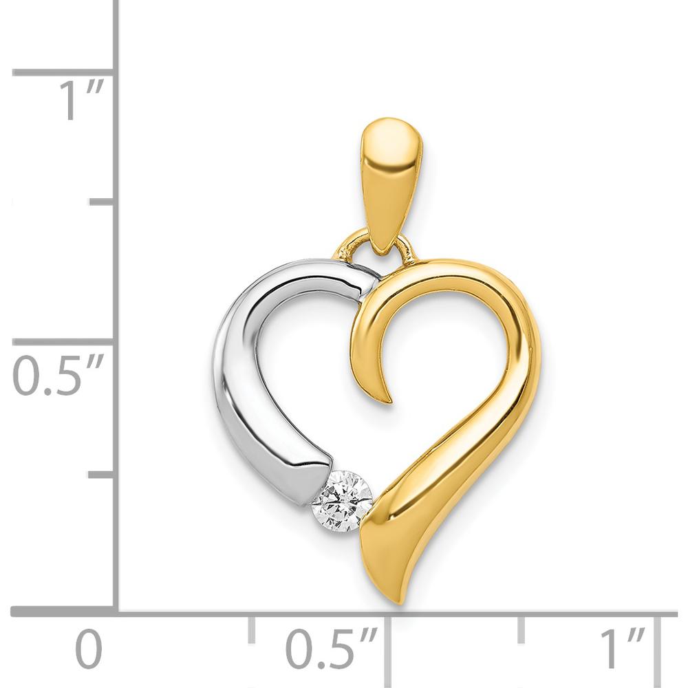 14K Two-Tone Gold Heart Pendant with 0.09 Carat Round Diamond - Polished Finish by Monteluci Fine Jewelry