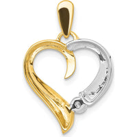 14K Two-Tone Gold Heart Pendant with 0.09 Carat Round Diamond - Polished Finish by Monteluci Fine Jewelry