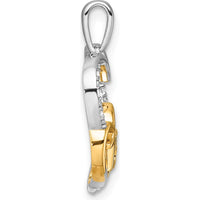 14K Two-Tone Gold Heart Pendant with 1/20 Carat Diamonds for Quinceañera - 22mm by Oro Pregiato